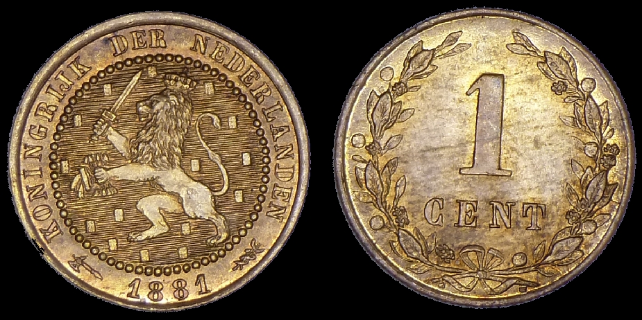 1 cent 1881 pays-bas ch unc