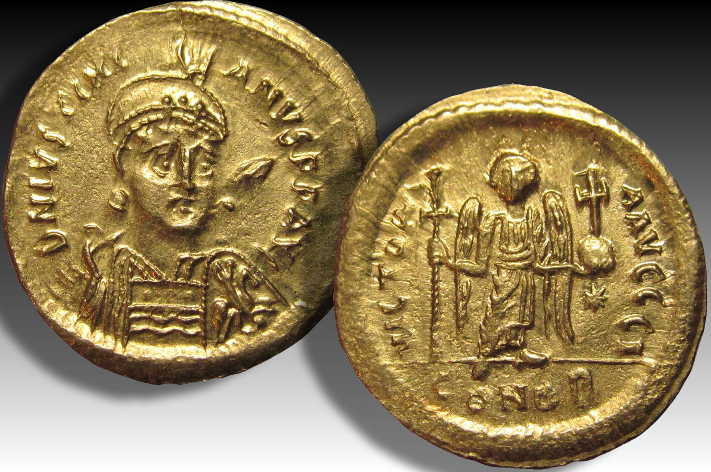 Byzantine Empire Av Gold Solidus Circa A D Justinian I