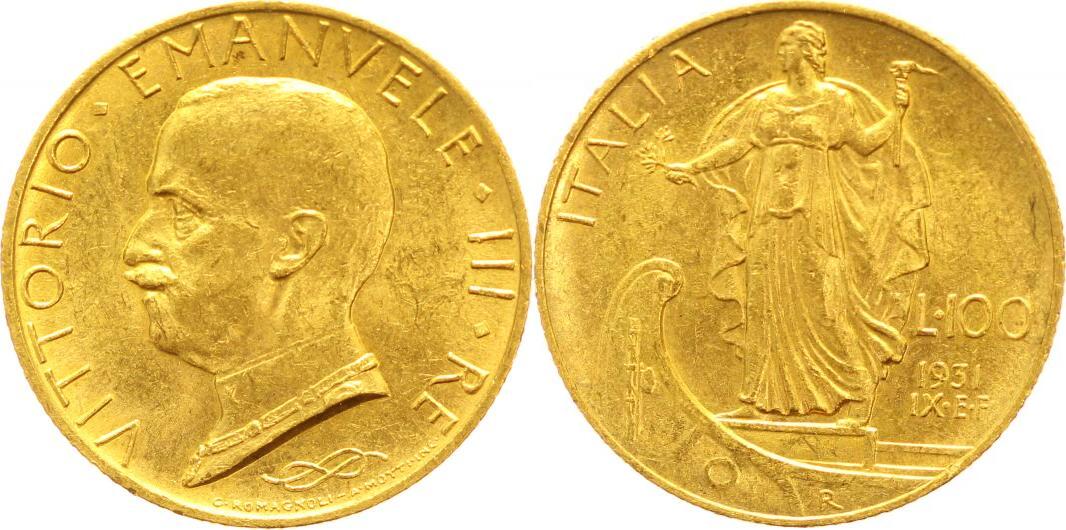 Italien Königreich 100 Lira Gold 1931 Vittorio Emanuele III 1900 1946