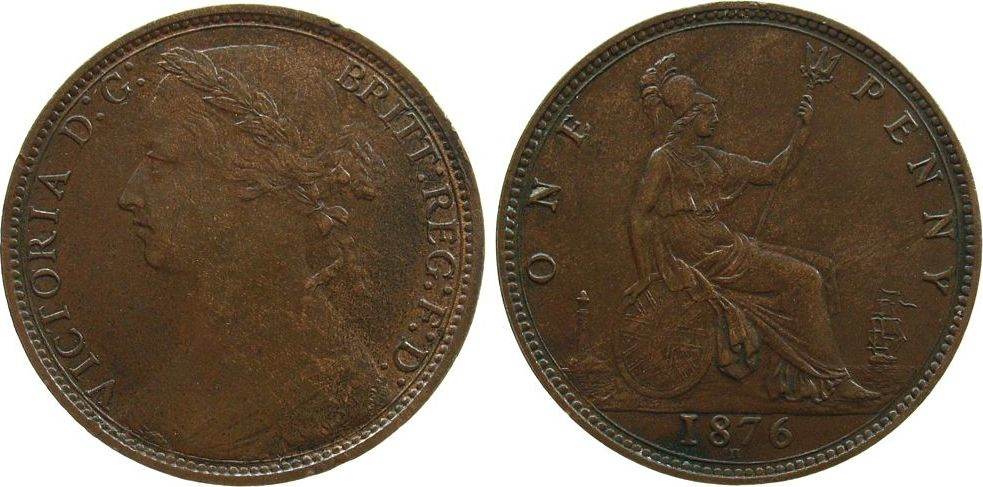 Großbritannien - Great-Britain Br Victoria, H, kleine Randfehler Penny 1876 vz 