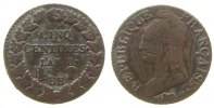 Frankreich 5 Centimes Br Directoire et Consulat, BB (Strasbourg), Kratzer