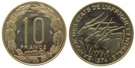 Zentral Afrik. Staaten 10 Francs AlBr Elenantilopen, Essai, 1550 Ex.