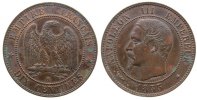 Frankreich 10 Centimes Br Napoleon III, BB (Strasbourg), etwas fleckig, Grünspan