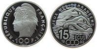 Frankreich 100 Francs/15 Ecu Ag Mittelmeerspiele - Schwimmen, ohne VP