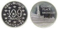 Frankreich 100 Francs / 15 Ag Großer Markt in Brüssel, etwas angelaufen
