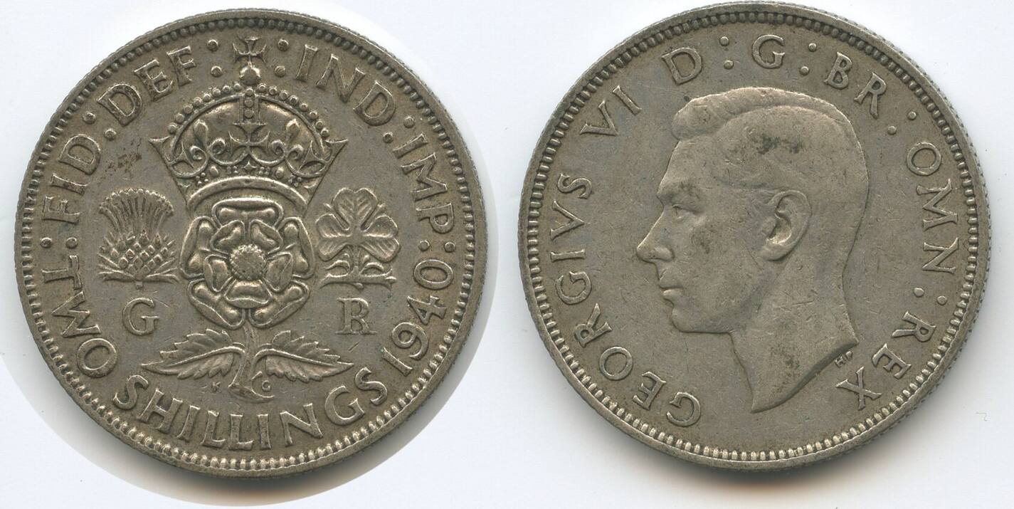 Großbritannien Two Shillings Florin 1940 H0462 George VI 1936 1952