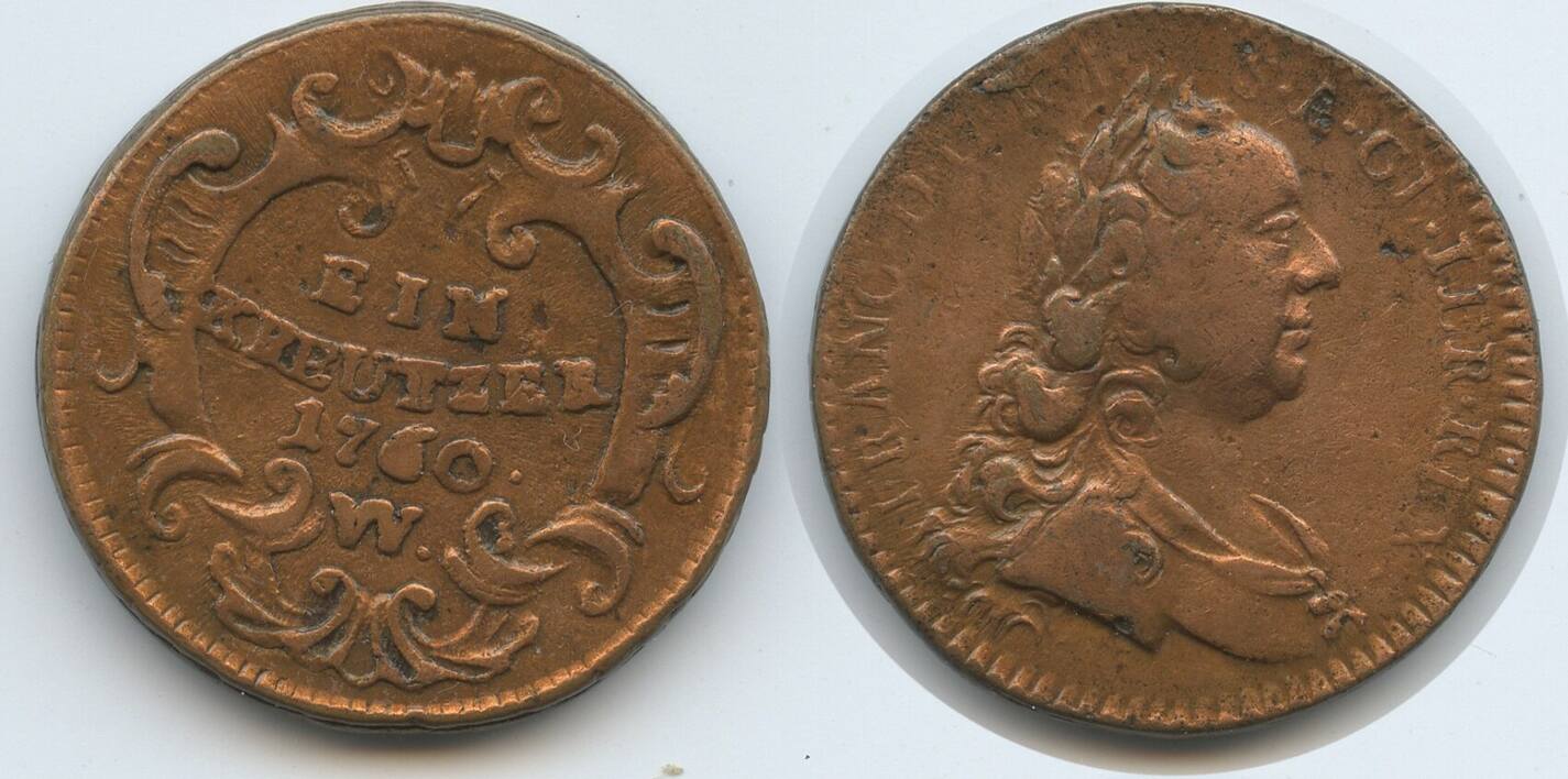 RDR Österreich 1 Kreuzer 1760 W Wien G5405 Franz I 1745 1765 Austria