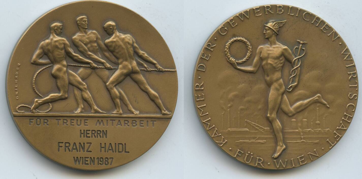 Österreich Wien Bronzemedaille 1987 GN428c Kammer der Gewerblichen