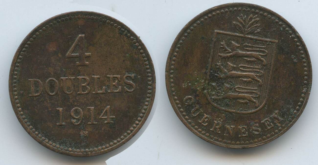 Guernsey 4 Doubles 1918 H G7500 George V 1910 1936 British