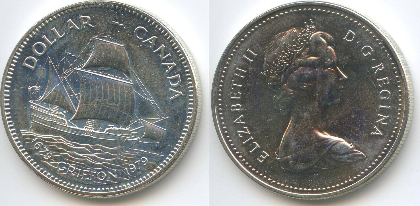 Kanada 1 Dollar Silber 1979 GS870 Segelschiff Griffon 1679 1979