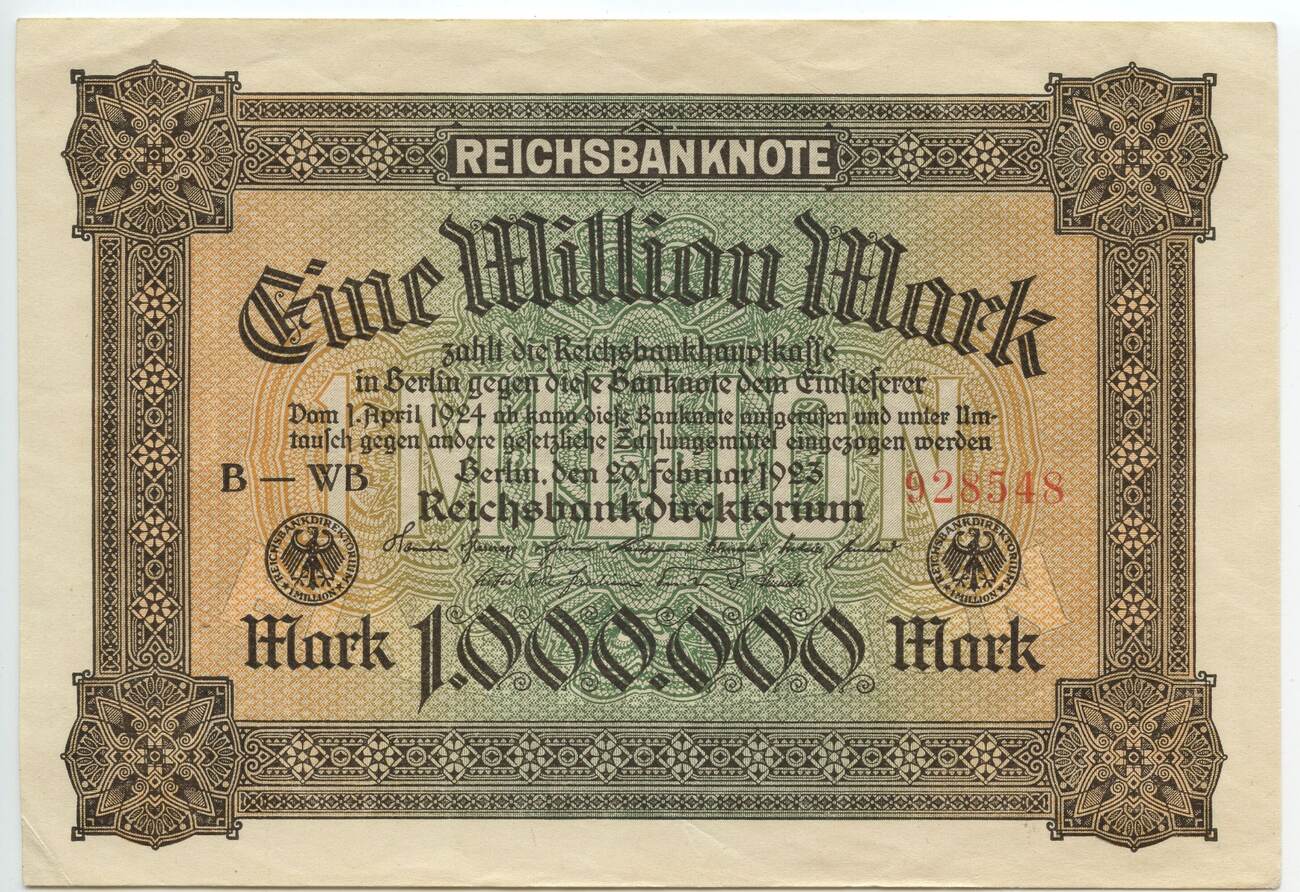 Deutsches Reich Weimar 1 Million Mark 1 000 000 Mark Banknote 20