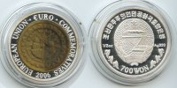 Nordkorea 700 Won M#3393 - Nordkorea 1/2 Unze Silber Europäische Union Euro Farbauflage