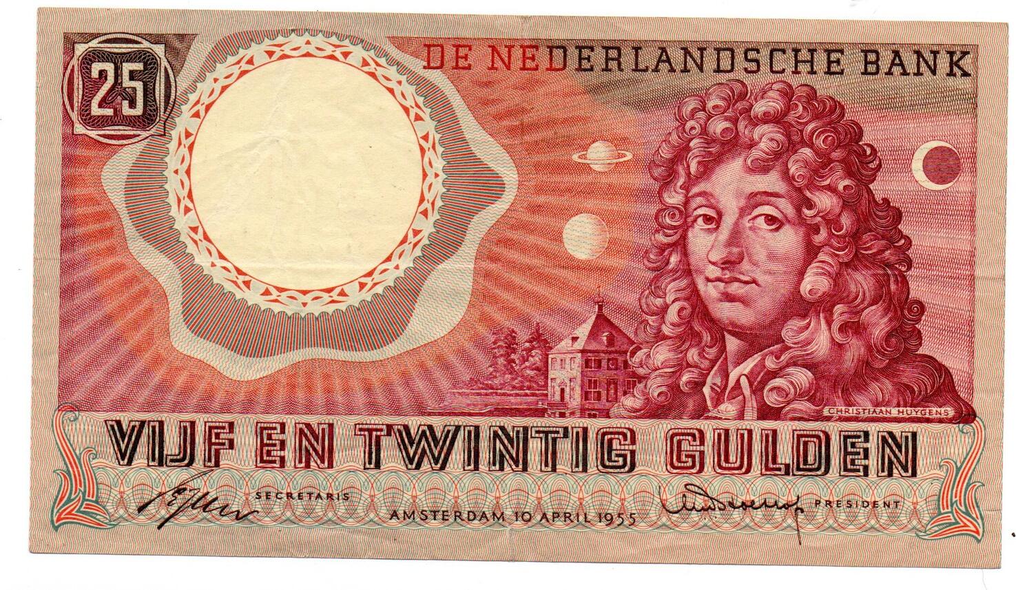 Pays Bas Netherlands Niederlanden 25 Gulden 10 4 1955 1 Fente De 3