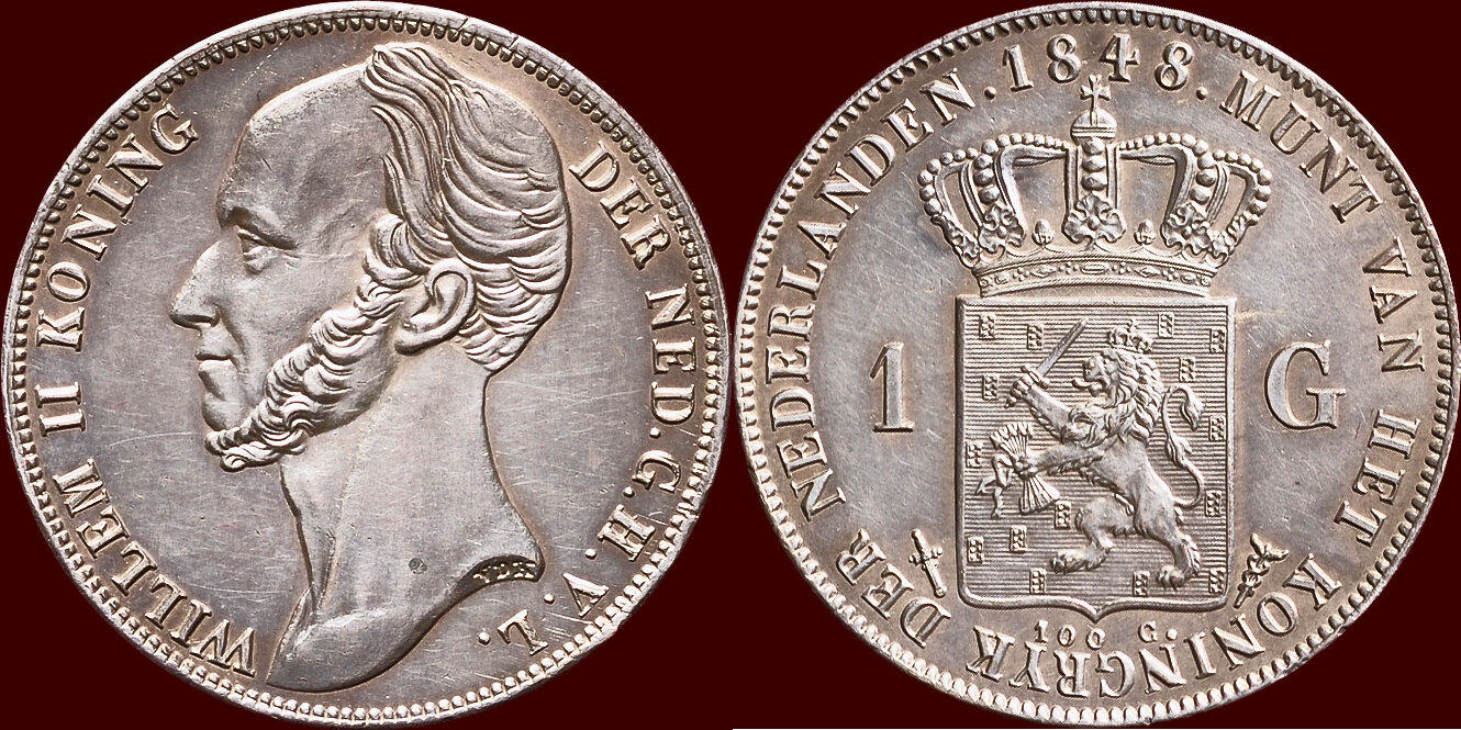 Koninkrijk Der Nederlanden 1 Gulden 1848 NEDERLAND NETHERLANDS