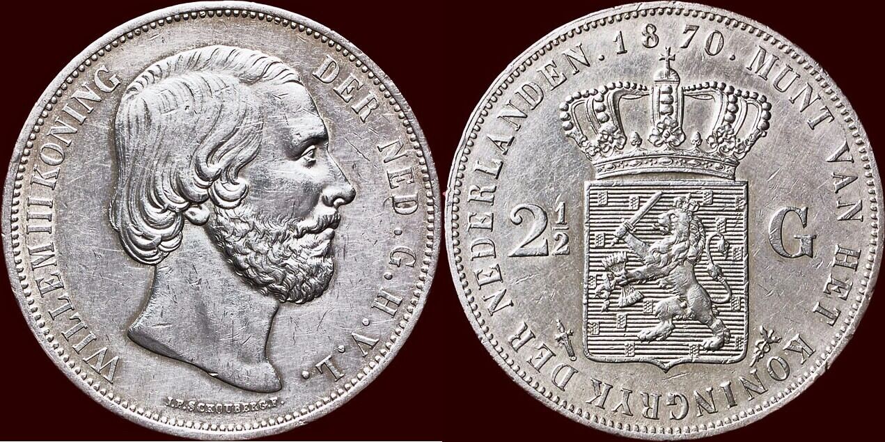 Koninkrijk der Nederlanden 2 ½ Gulden 1870 NEDERLAND NETHERLANDS