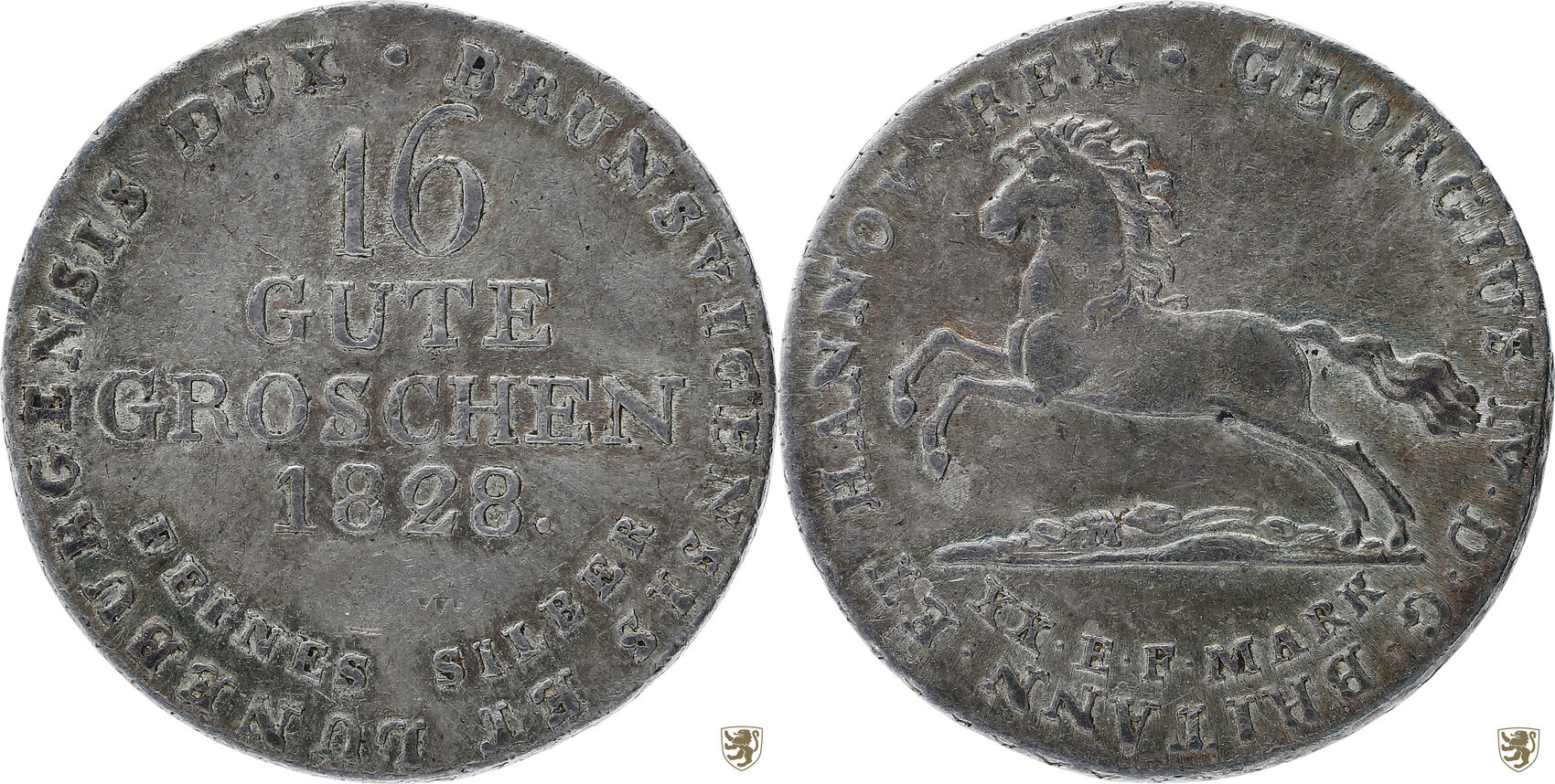 Braunschweig Calenberg Hannove 16 Gute Groschen 1828 Georg IV EF MA