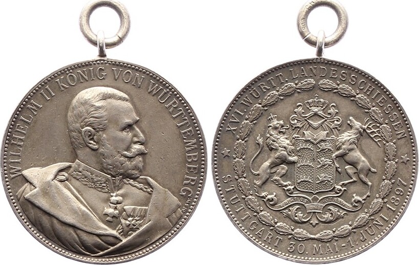 W Rttemberg Silbermedaille Wilhelm Ii Winz Randfehler