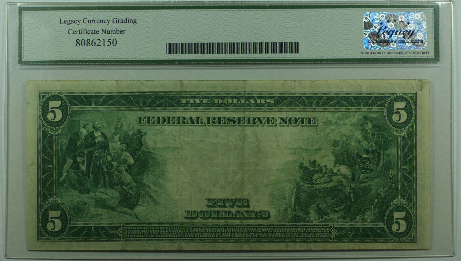 Banknoten Dollar 1914 Five New York Federal Reserve Note NY FRN 5 Fr