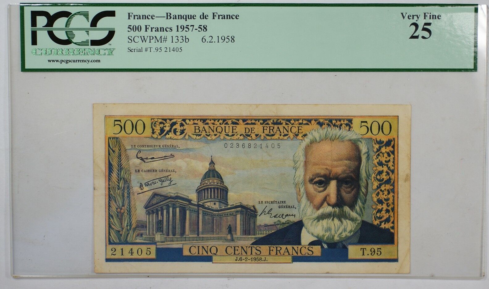 Banknoten 58 France 1957 58 1957 500 Francs Banque De France PCGS VF