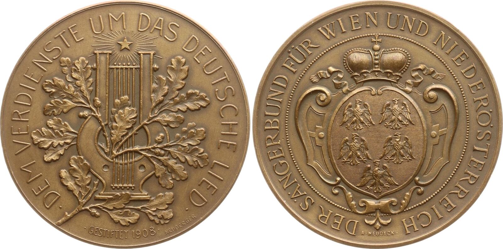 Kaiserreich Sterreich Stadt Wien Bronzemedaille Von Neudeck Und