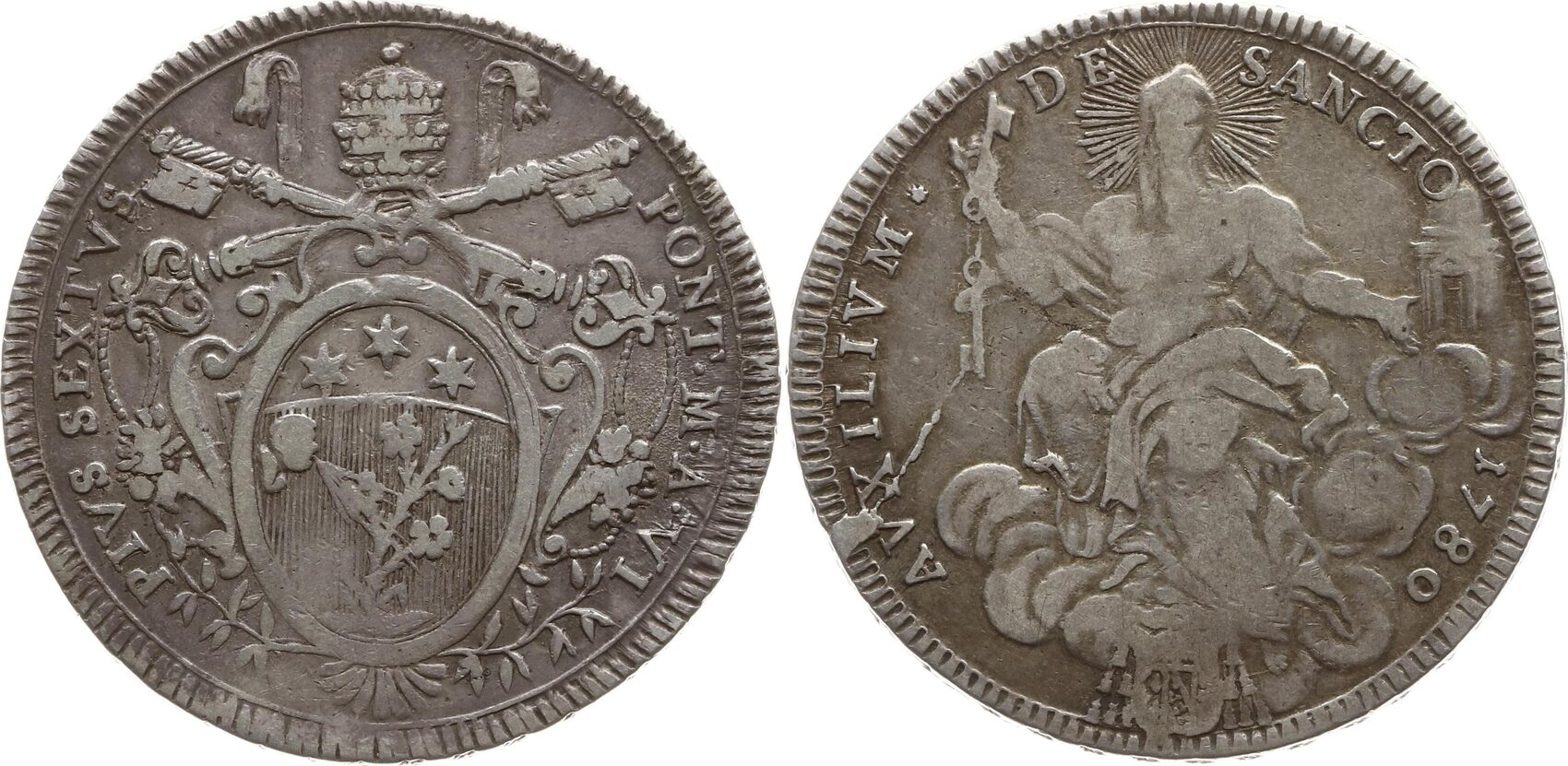 Kirchenstaat 1 Scudo 1780 Pius VI 1755 1799 Rom VF Min