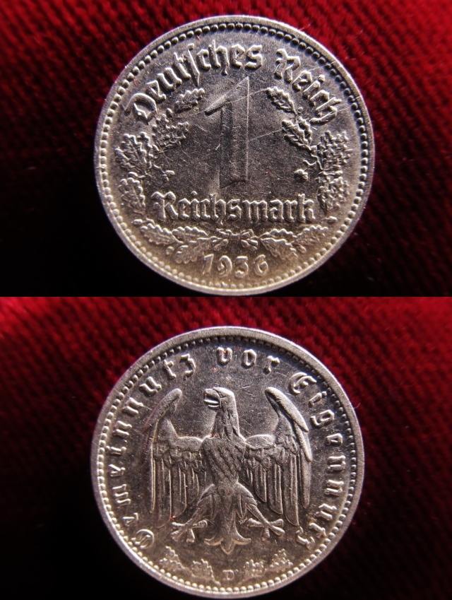 Drittes Reich 1 Mark 1936 D 1 Reichsmark Deutsches Reich Jäger 354