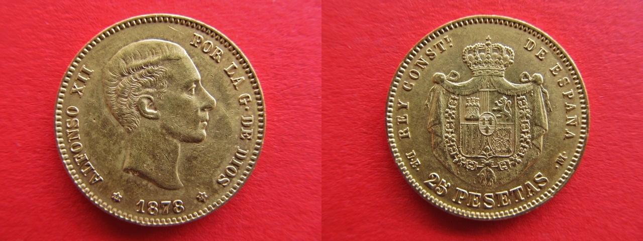 Spanien Pesetas Peseten Gold Alfonso Xii De M