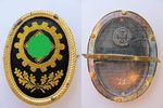 Drittes Reich 1933-1945 Abzeichen Stoff Metall, Stoffabzeichen, Hakenkreuz, Eichenlaub, Gold / schwarz, RZ M 33