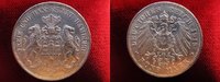 Hamburg 5 Mark Kaiserreich, Fünf Mark, großer Adler, Silber,