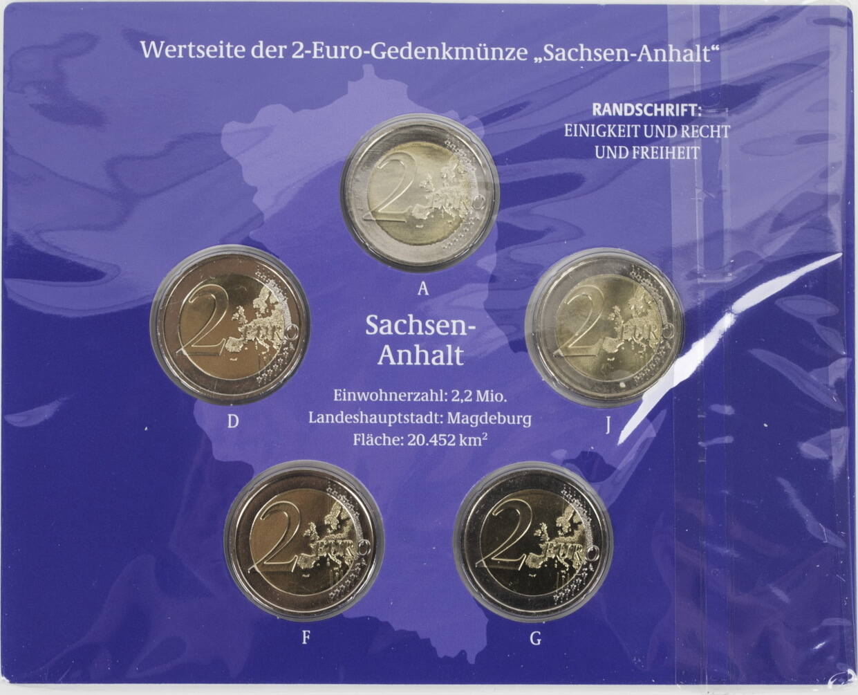 Bundesrepublik Deutschland 5 x 2 Euro 2021 ADFGJ Gedenkmünzenset