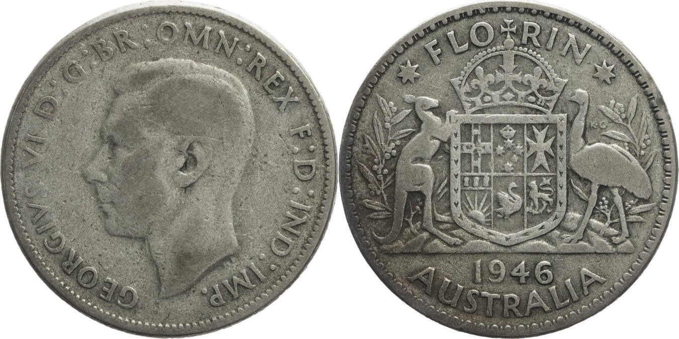 Australien Florin 1946 Georg VI 1936 1952 Kursmünze 1946 1947 F