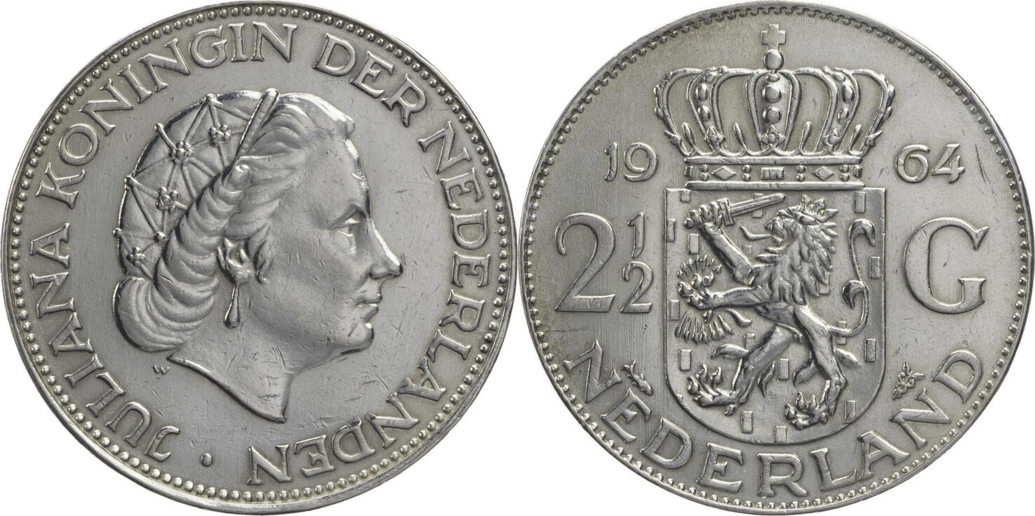 Niederlande 2½ Gulden 1964 Juliana 1948 1980 Kursmünze 1959 1966