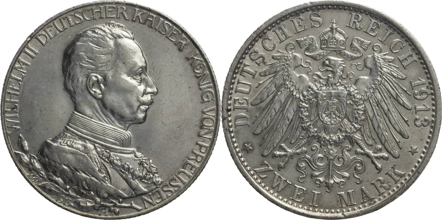 Kaiserreich Preussen 2 Mark 1913 A Wilhelm II 1888 1918 Zum 25