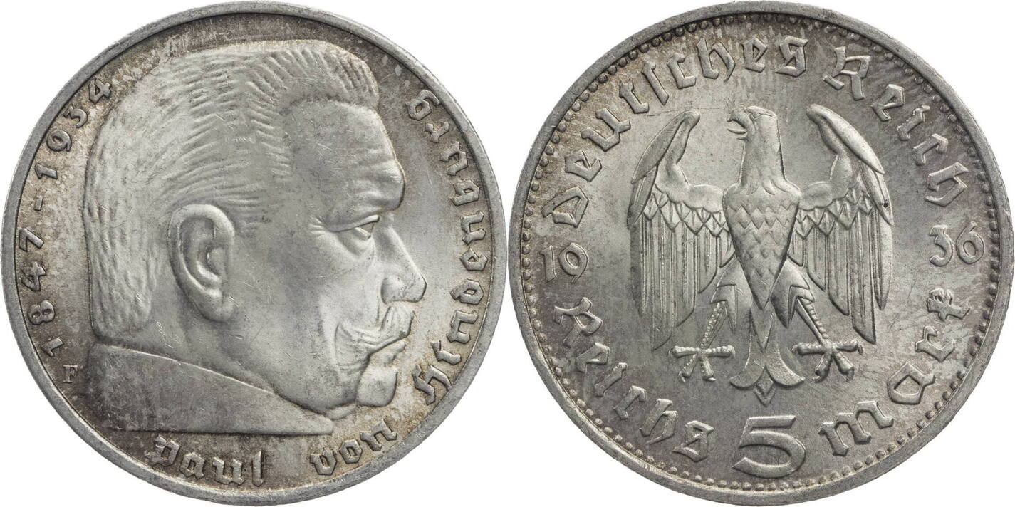 Drittes Reich Reichsmark F Hindenburg Kursm Nze Ef