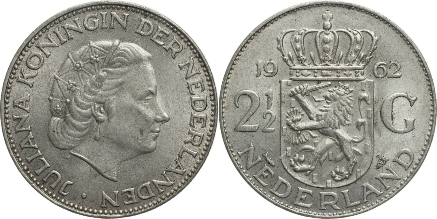 Niederlande 2½ Gulden 1962 Juliana 1948 1980 Kursmünze 1959 1966