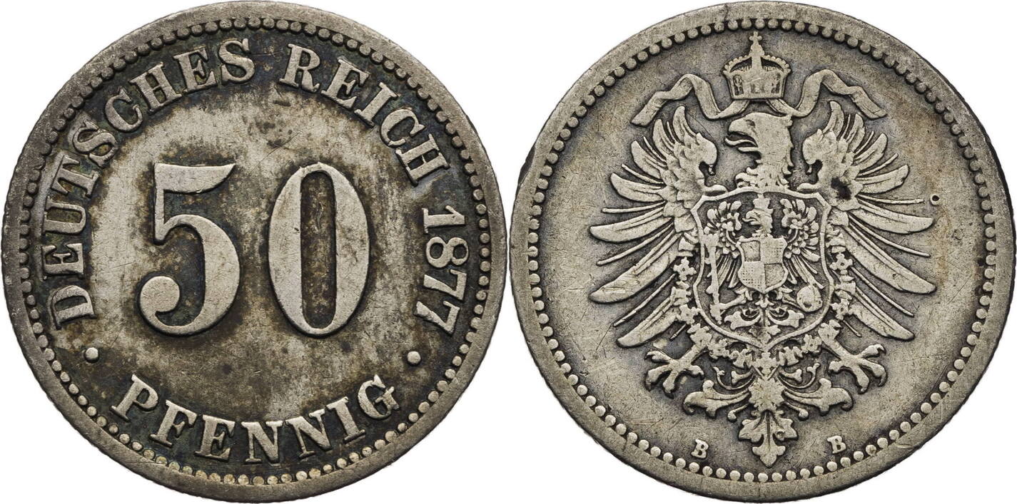 Kaiserreich 50 Pfennig 1877 B Kursmünze 1875 1877 F MA Shops