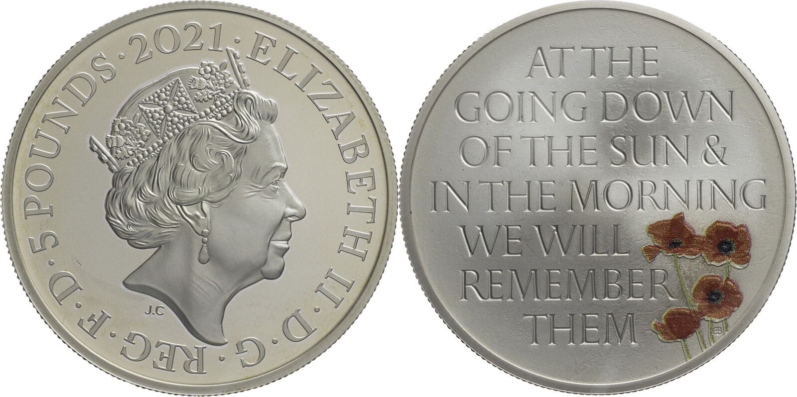 Großbritannien 5 Pfund 2021 Elizabeth II The Remembrance Day Proof