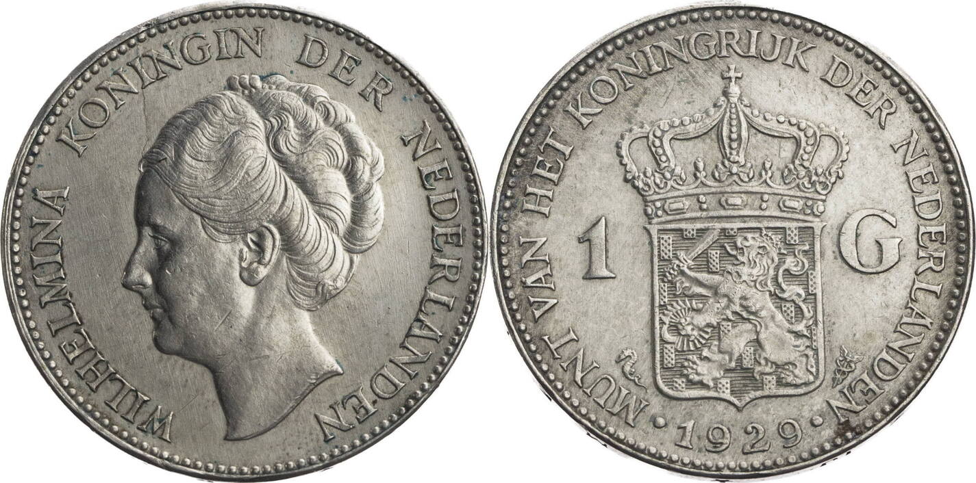 Niederlande 1 Gulden 1929 Wilhelmina 1890 1948 Kursmünze 1921 1930