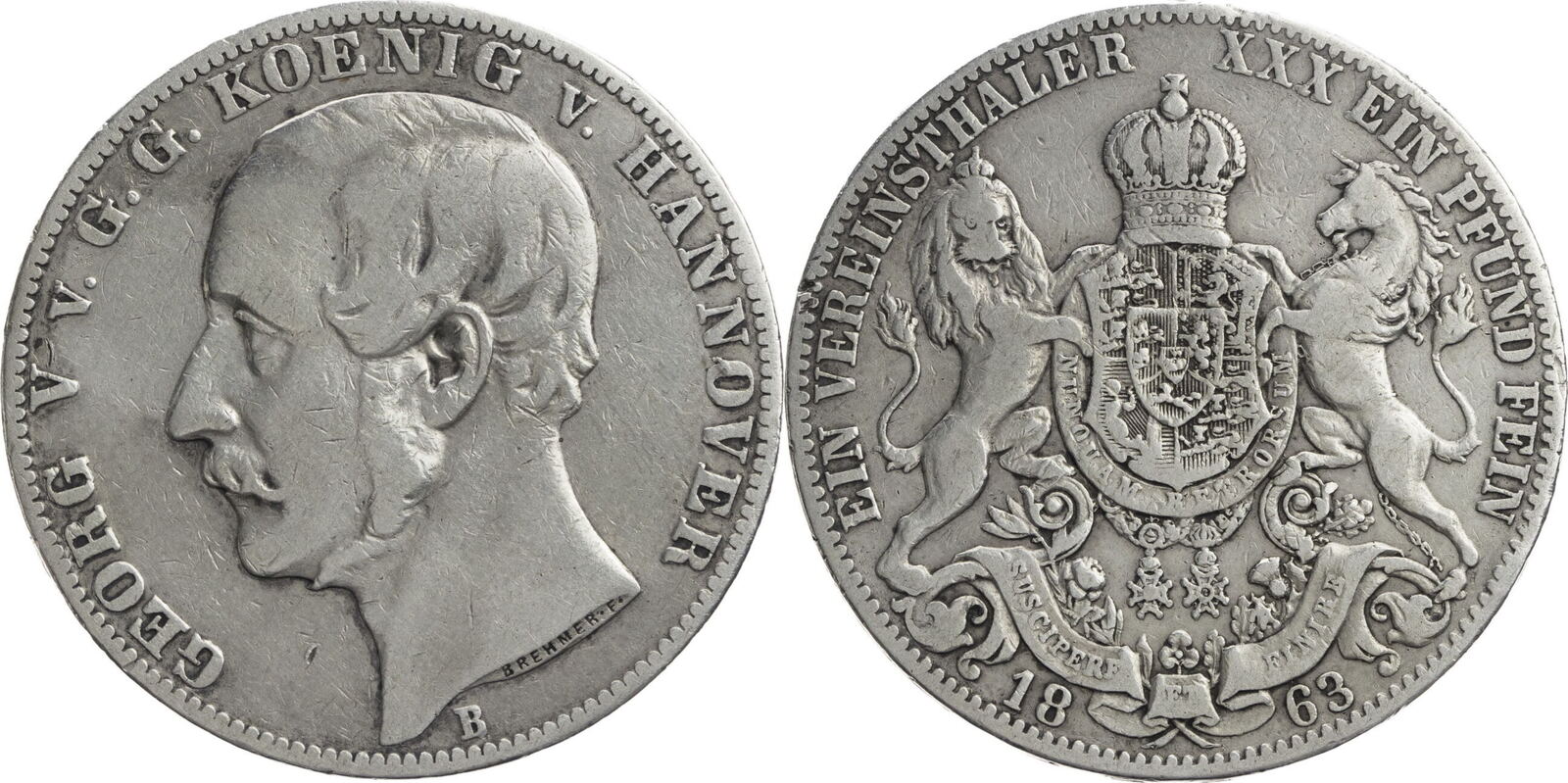 Hannover Königreich Vereinsthaler 1863 B Georg V 1851 1866 s ss