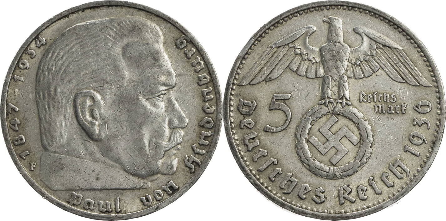 Drittes Reich Reichsmark F Hindenburg Kursm Nze Vf