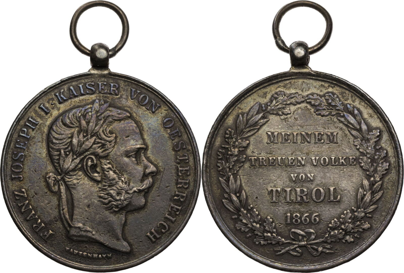 Österreich Kaiserreich Tragbare Medaille 1866 Von J Tautenhayn auf