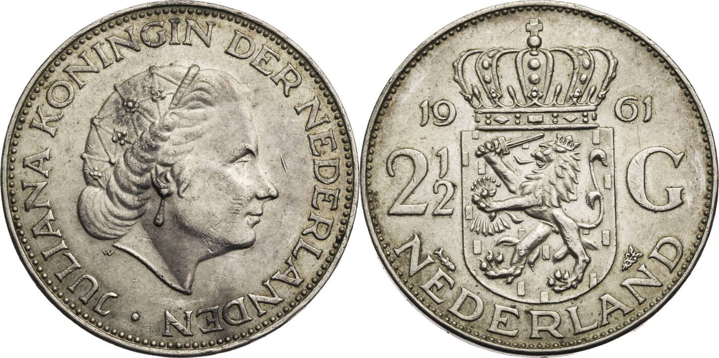 Niederlande 2½ Gulden 1961 Juliana 1948 1980 Kursmünze 1959 1966