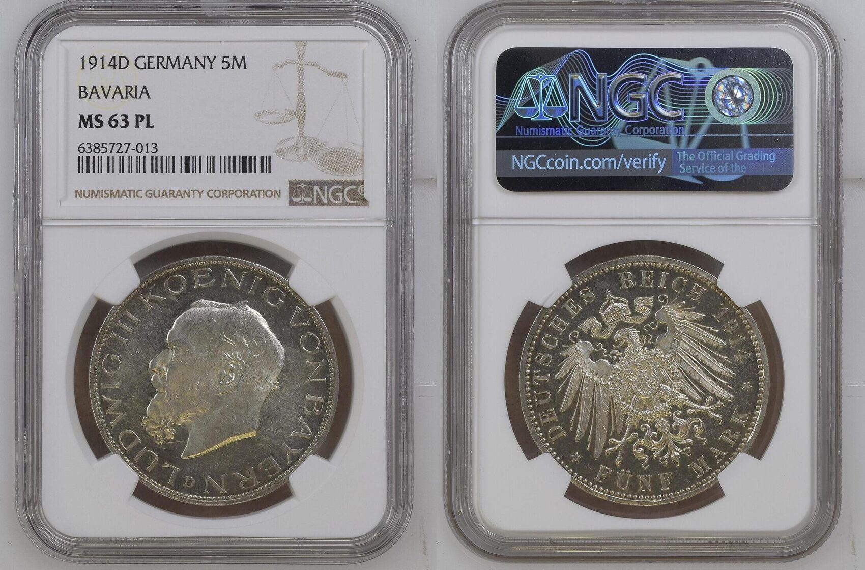 Kaiserreich Bayern Mark D Ludwig Iii Ngc Ms Pl