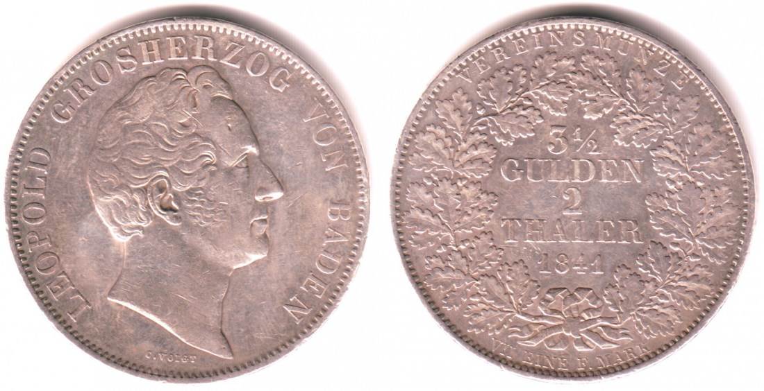 2 Taler 3 1 2 Gulden 1841 Doppeltaler Grosherzog Karl Leopold