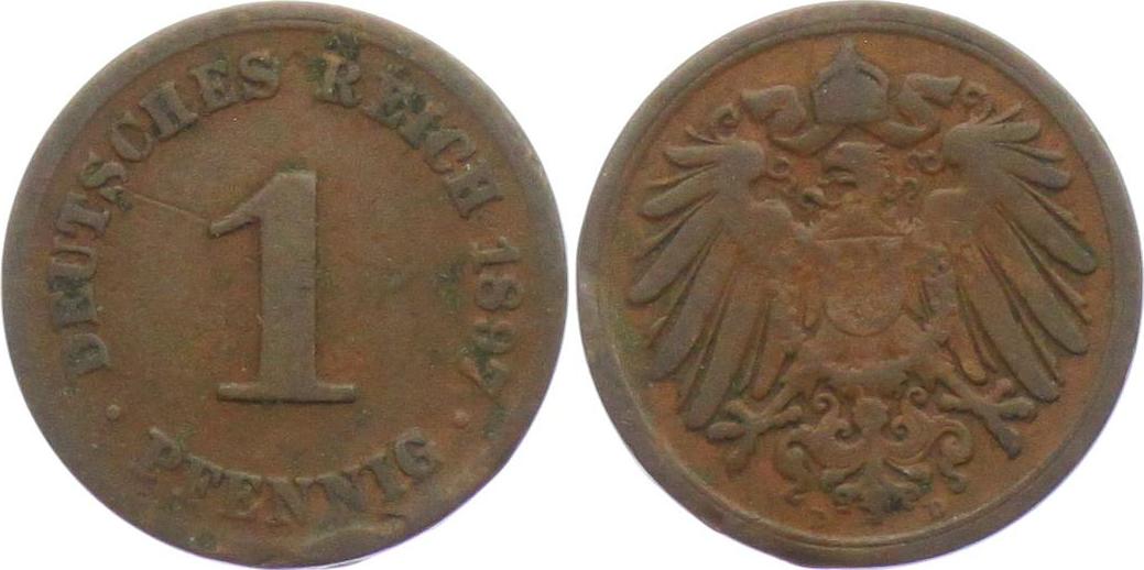 Kaiserreich 1897 D 1 Pfennig großer Adler VF MA Shops