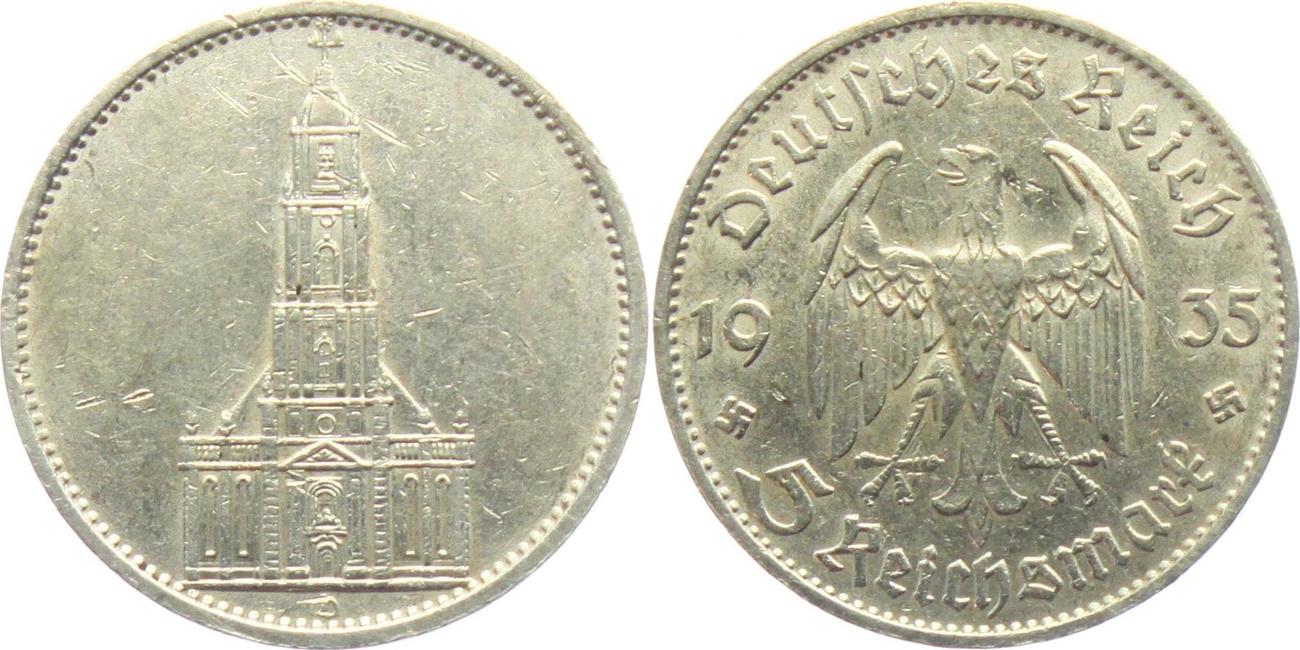 Drittes Reich 5 Reichsmark 1935 D Garnisonskirche In Potsdam VF MA Shops