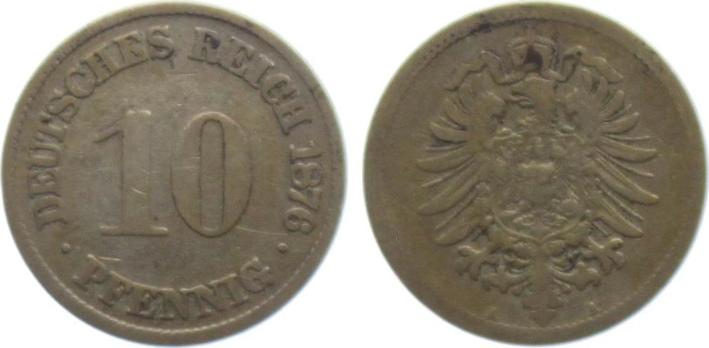 Kaiserreich 1876 A 10 Pfennig Kleiner Adler F VF MA Shops