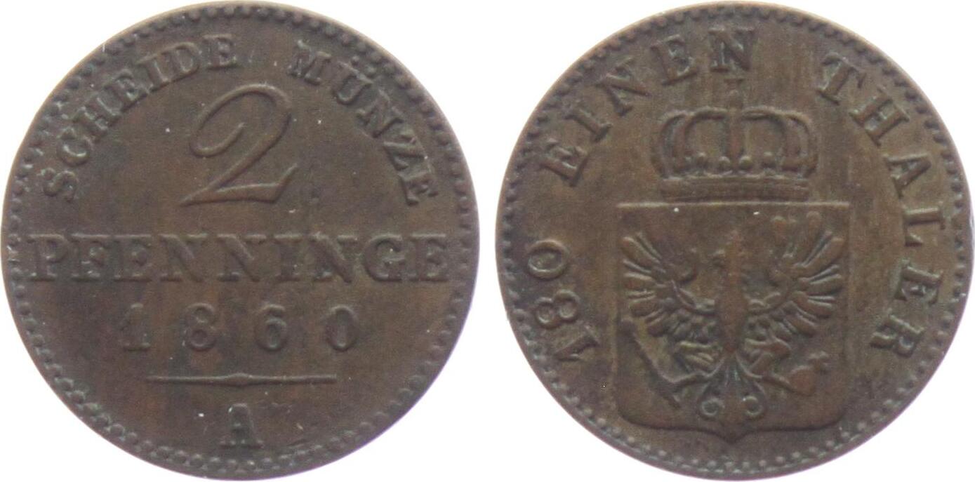 Hannover 1 Pfennig 1862 B Georg V 1851 1866 EF MA Shops