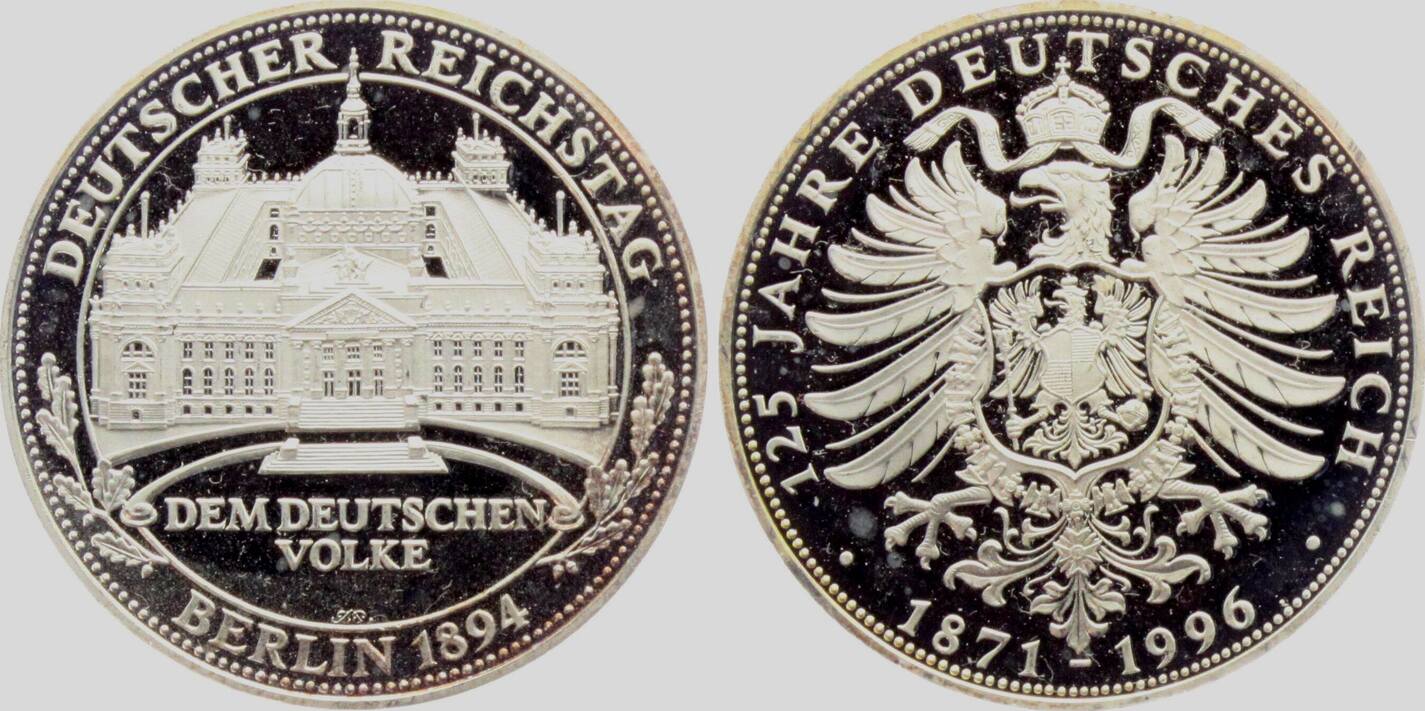 Deutschland Medaille Versilbert 1993 Deutscher Reichstag In Berlin