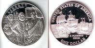 USA 1 Dollar 400 Jahre Jamestown - Schiffe - mit Echtheitszertifikat und Schmuckschatulle